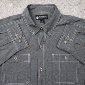 Alaskan Hardgear Shirt Mens Large Gray Duluth Bush Pilot Long Sleeve Button Up